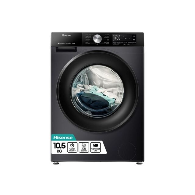 Hisense WF3S1043BB3 10.5kg 1400 Spin Steam Washing Machine - Black