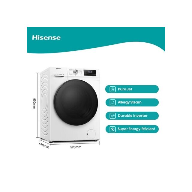 Hisense WFQA1014EVJM 10kg 1400 Spin Washing Machine - White