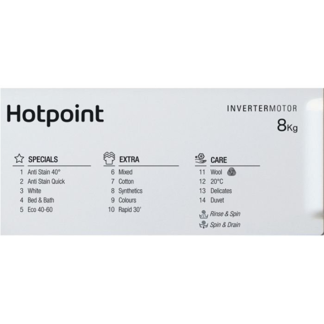 Hotpoint BI WMHG 81485 U BIWMHG81485U 8kg 1400 Spin Built in Washing Machine - White