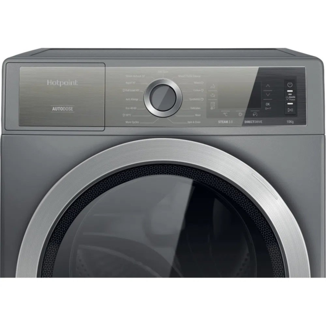 Hotpoint H8W046SBUK 10kg 1400 Spin Washing Machine - Silver