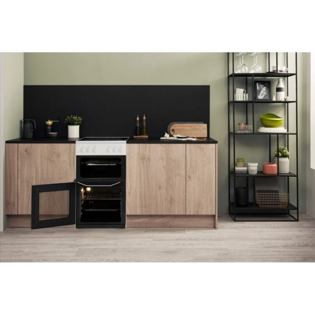 Hotpoint HD5V92KCW 50cm Twin Cavity Electric Cooker - White