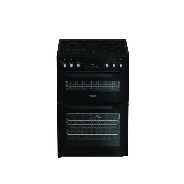 Hotpoint HDE6VDC2B1 60cm Double Oven Electric Cooker with Ceramic Hob - Black