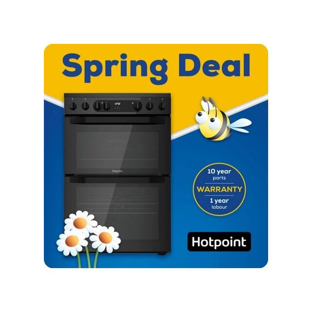 Hotpoint HDEU67V9C2B/UK 60Cm Double Oven Electric Cooker With Ceramic Hob - Black