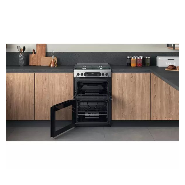 Hotpoint HDM67G0CCX 60cm Double Gas Cooker - Stainless Steel