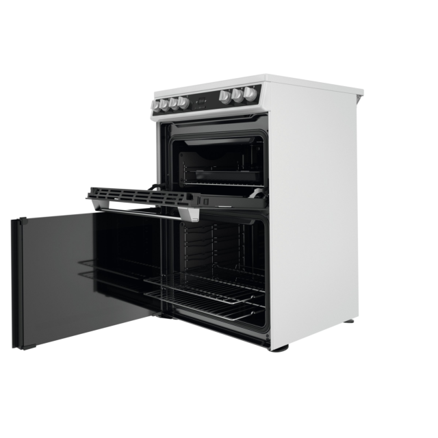 Hotpoint HDT67V9H2CW_UK 60cm Double Electric Cooker with Ceramic Hob - Black/White