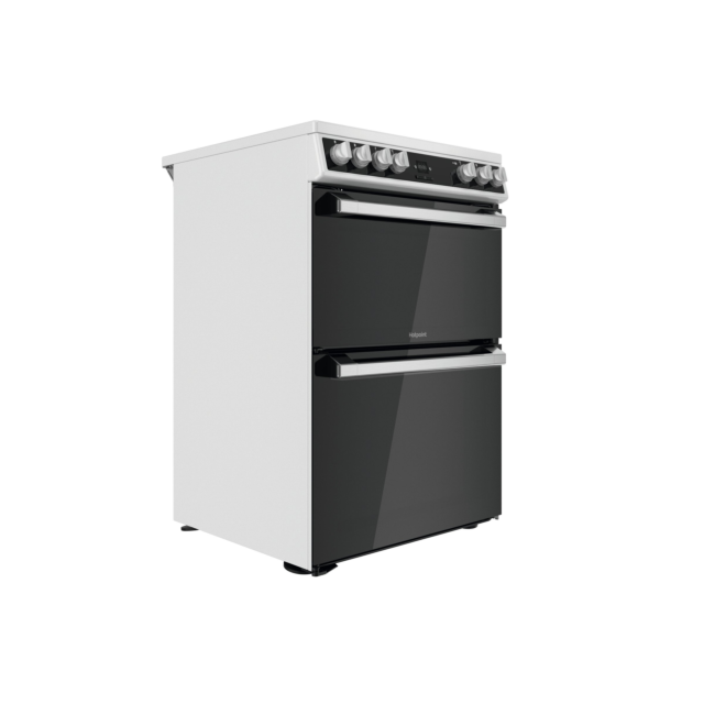 Hotpoint HDT67V9H2CW_UK 60cm Double Electric Cooker with Ceramic Hob - Black/White