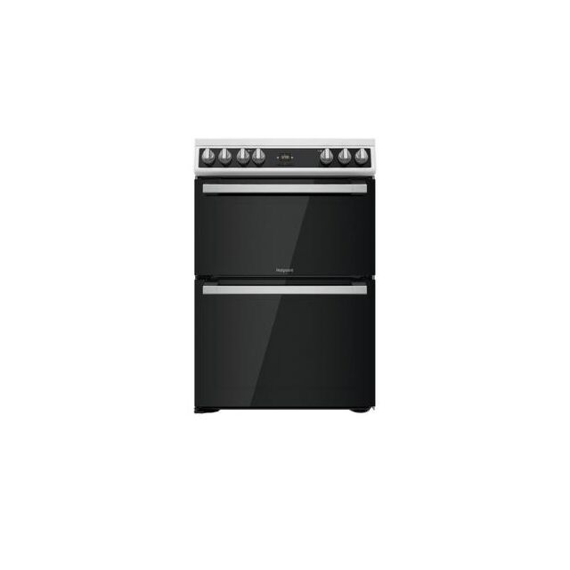 Hotpoint HDT67V9H2CW/UK 60cm Double Electric Cooker with Ceramic Hob - Black/White