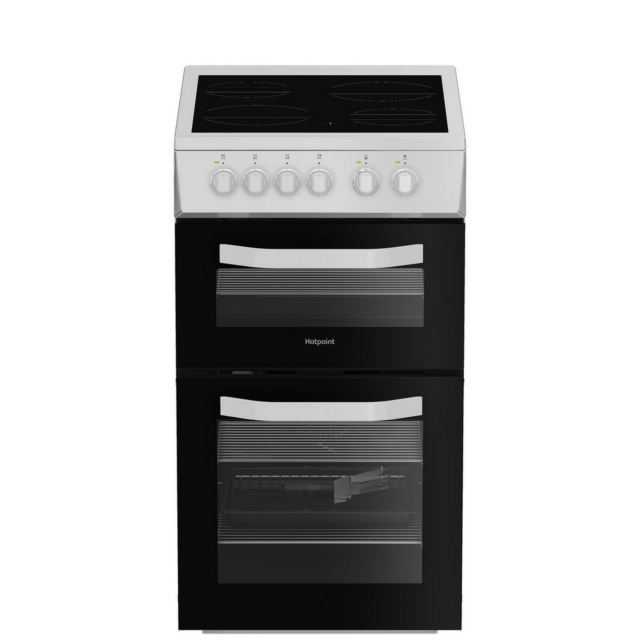 Hotpoint HTE5VCW 50cm Double Oven Electric Cooker White