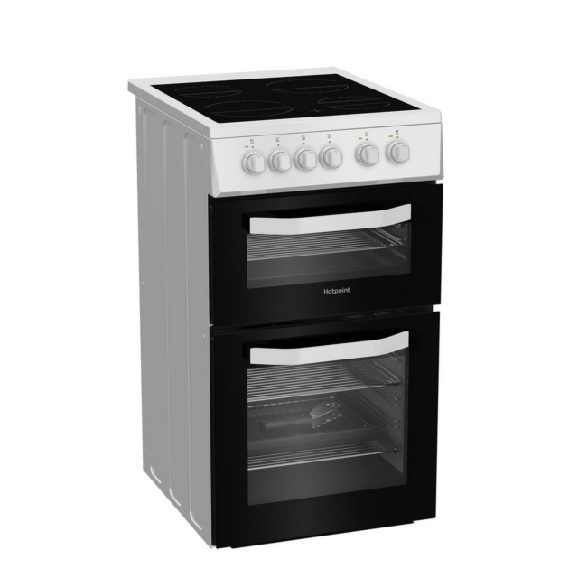 Hotpoint HTE5VCW 50cm Double Oven Electric Cooker White