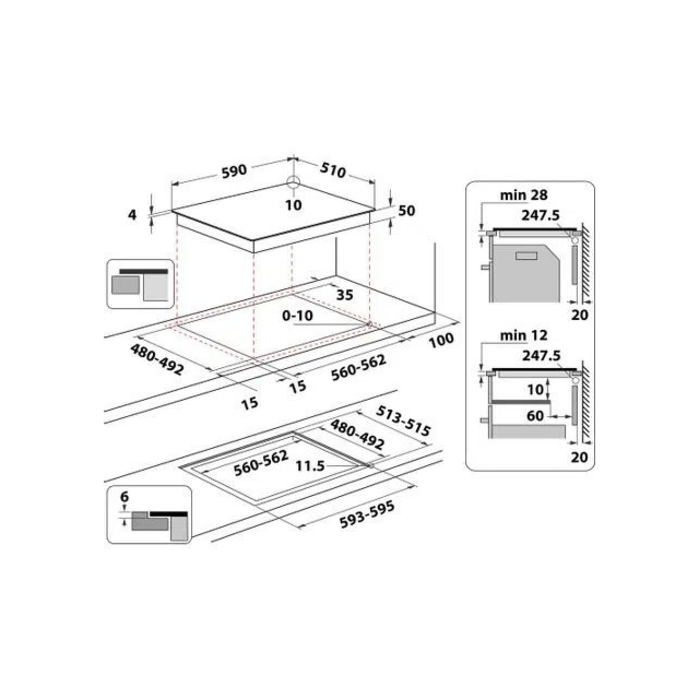 Indesit IB88B60NE 59cm Induction Hob - Black
