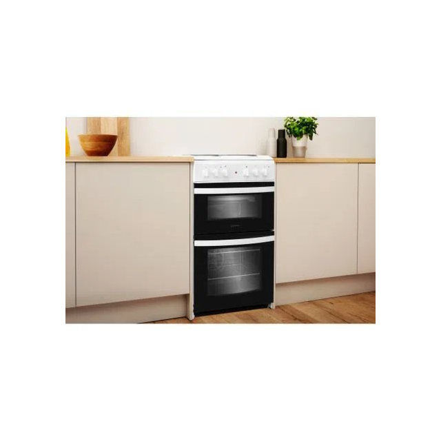 Indesit ID5E92KMW 50cm Twin Cavity Electric Solid Plate Cooker â€“ White