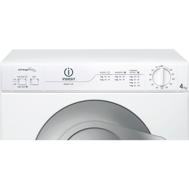 Indesit NIS41V 4kg Vented Tumble Dryer - White with Graphite Door