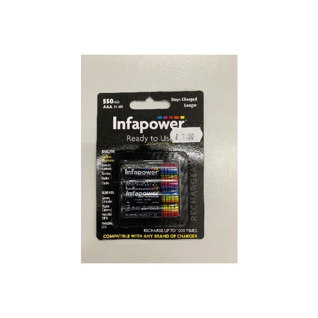 Infapower B009 AAA 550Mah Rechargable Batteries 4Pk