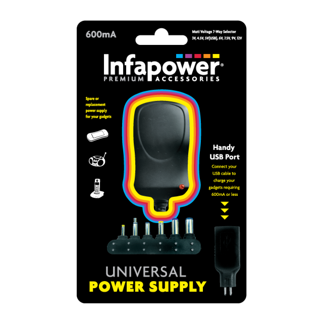 Infapower P001 600Ma Universal Power Supply USB Port