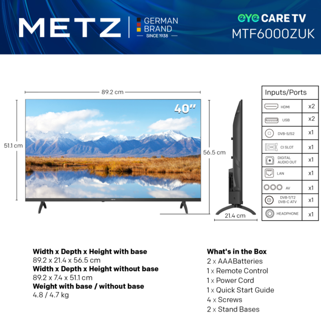 Enjoy Streaming on the Metz 40inch 2K DLED Roku Smart TV - Sleek, Fast & Feature Packed