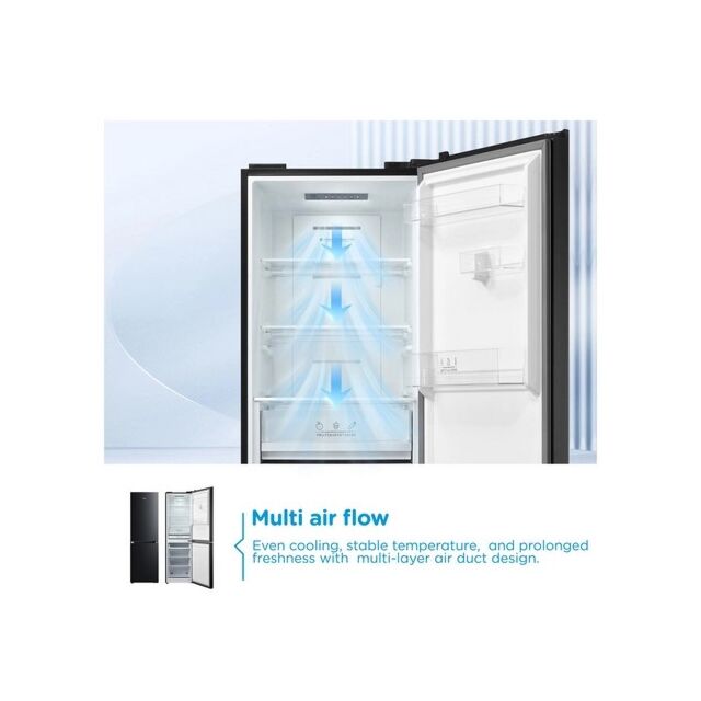 Midea MDRB379FGD30 54.7cm 60/40 Total No Frost Fridge Freezer - Black
