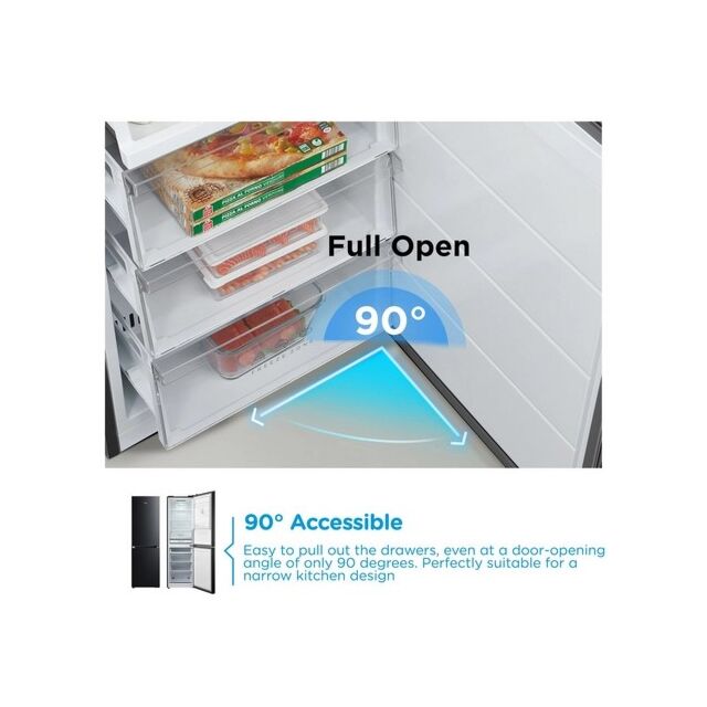 Midea MDRB379FGD30 54.7cm 60/40 Total No Frost Fridge Freezer - Black