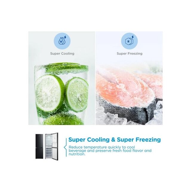 Midea MDRB379FGD30 54.7cm 60/40 Total No Frost Fridge Freezer - Black