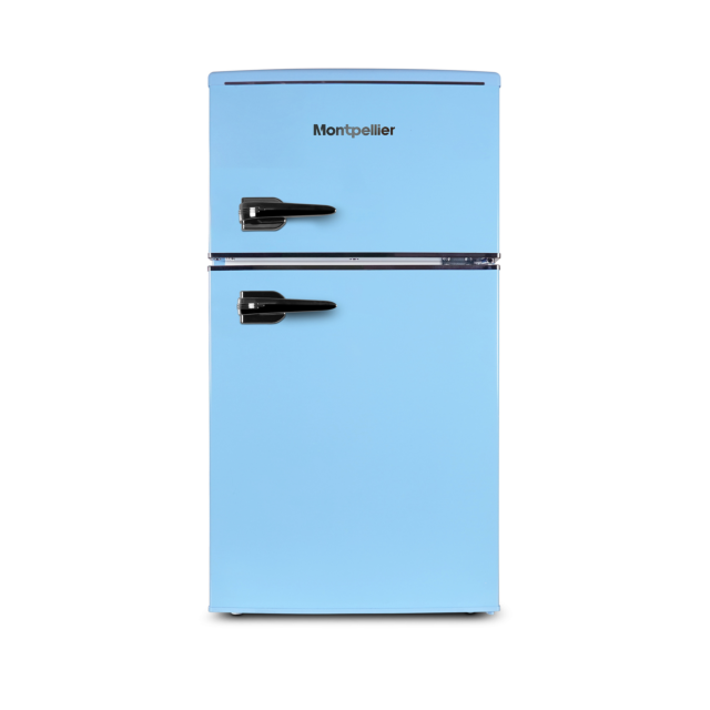 Montpellier MAB2035EPB 45.3cm Low Frost Undercounter Mini Retro Fridge Freezer - Pastel Blue