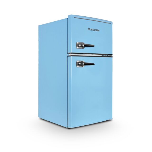 Montpellier MAB2035EPB 45.3cm Low Frost Undercounter Mini Retro Fridge Freezer - Pastel Blue