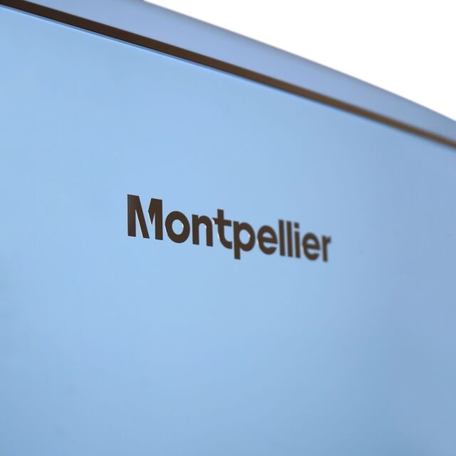 Montpellier MAB2035EPB 48Cm Undercounter Mini Retro Fridge Freezer Pastel Blue