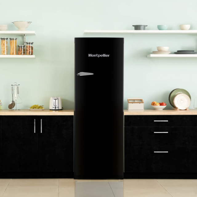 Montpellier MAB341K Retro Fridge with Icebox - Black