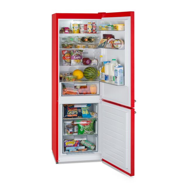 Montpellier MAB386R 1860Mm High Montpellier Mab386r Retro No Frost Fridge Freezer In Red