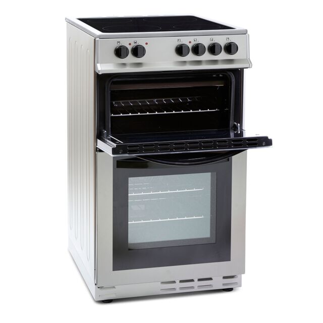 Montpellier MDC500FS 50Cm Ceramic Cooker in Silver with Double Oven