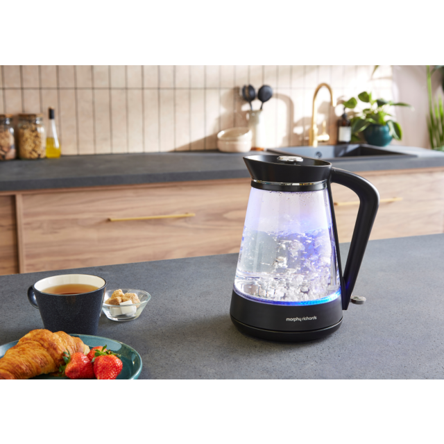 Morphy Richards 1.7L Glass Jug Kettle in Black/Chrome