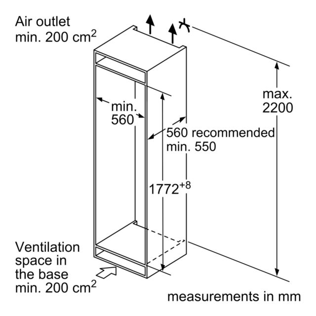 Neff KI7851SE0G N 30, Built-in fridge-freezer with freezer at bottom, 177.2 x 54.1 cm, sliding hinge