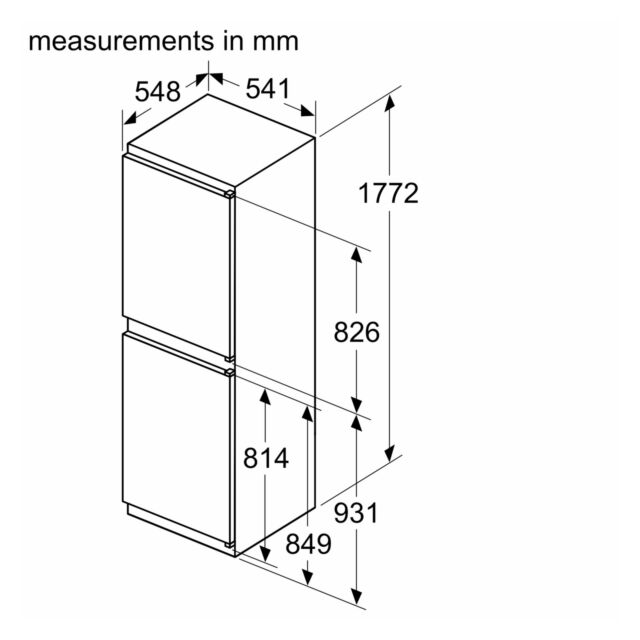 Neff KI7851SE0G N 30, Built-in fridge-freezer with freezer at bottom, 177.2 x 54.1 cm, sliding hinge