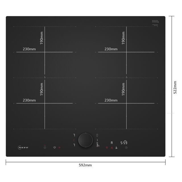 Neff T66NUX4A0 60Cm N 90 Induction Hob - Matt Black