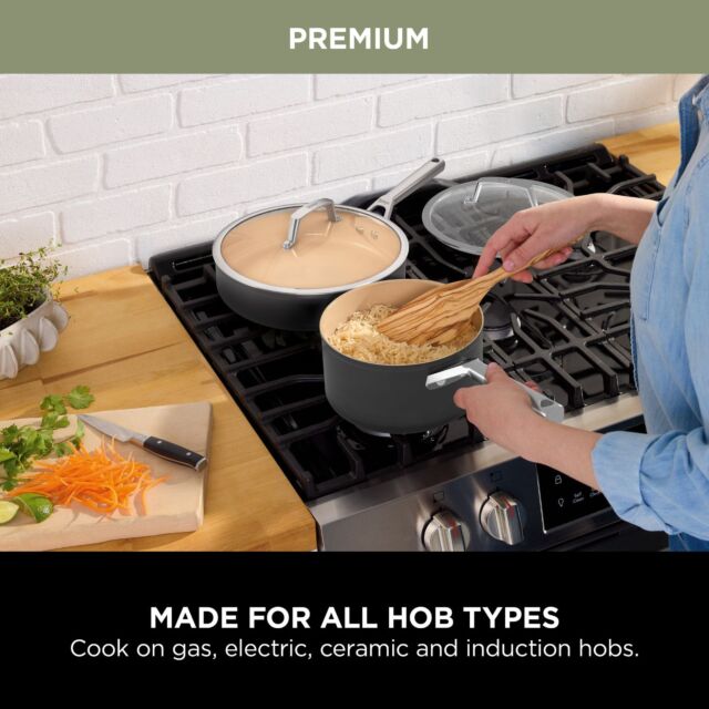 Ninja CW93000UK Ceramic Coated Cookware 3-Piece Set - Apricot & Grey