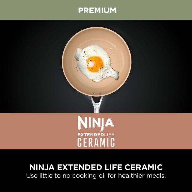 Ninja CW93000UK Ceramic Coated Cookware 3-Piece Set - Apricot & Grey