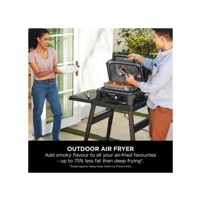 Ninja OG901UKCOVKIT Electric BBQ Grill + Smoker with Cover and Woodfire Pellets - Black/Blue