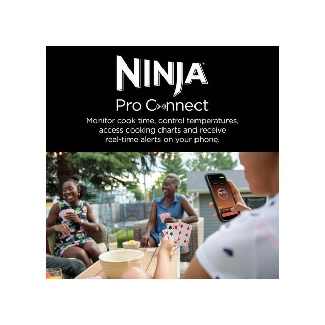 Ninja OG901UKCOVKIT Electric BBQ Grill + Smoker with Cover and Woodfire Pellets - Black/Blue