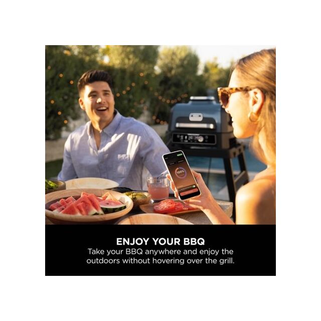 Ninja OG901UKCOVKIT Electric BBQ Grill + Smoker with Cover and Woodfire Pellets - Black/Blue