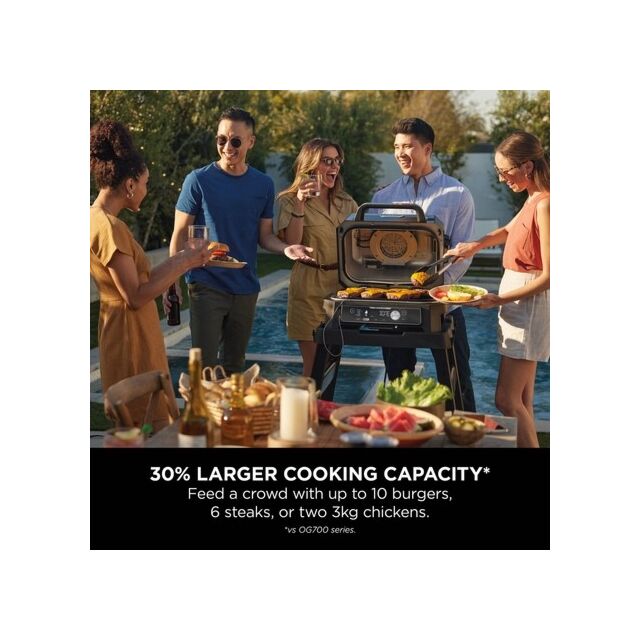 Ninja OG901UKCOVKIT Electric BBQ Grill + Smoker with Cover and Woodfire Pellets - Black/Blue