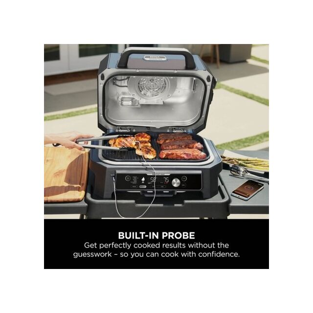Ninja OG901UKCOVKIT Electric BBQ Grill + Smoker with Cover and Woodfire Pellets - Black/Blue