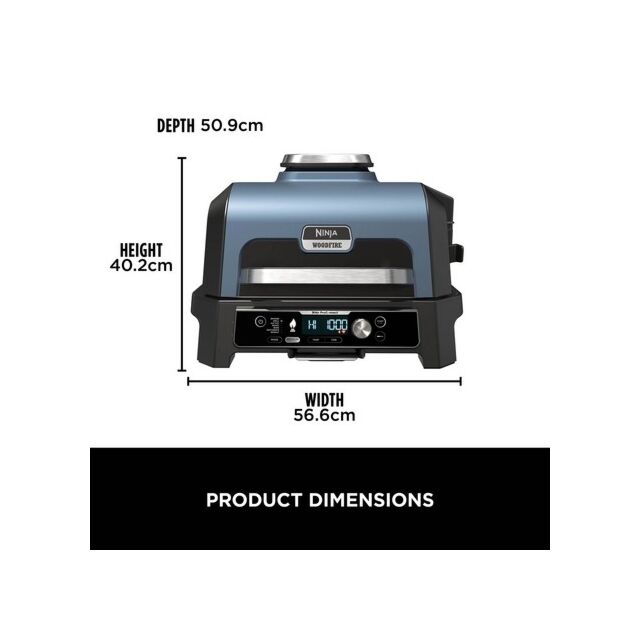 Ninja OG901UKCOVKIT Electric BBQ Grill + Smoker with Cover and Woodfire Pellets - Black/Blue