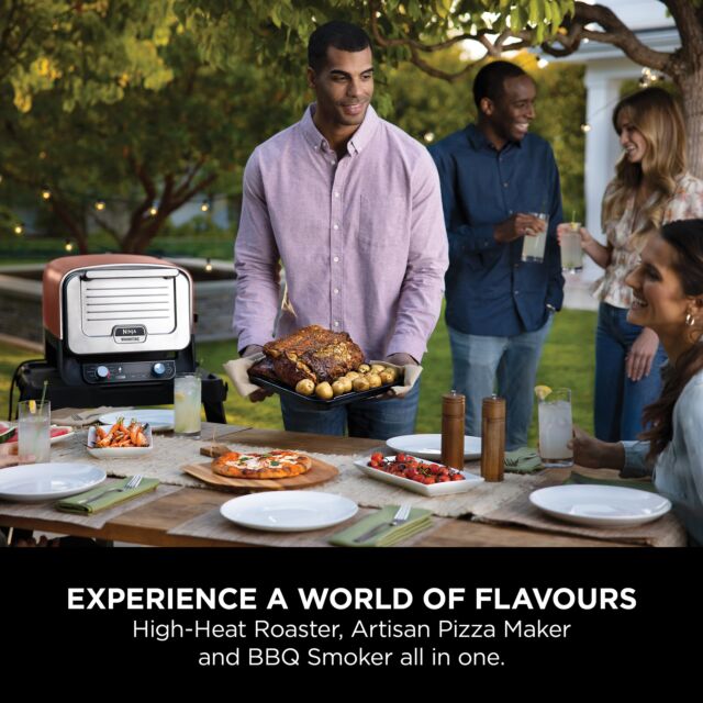 Ninja OO101UK Ninja Woodfire Outdoor Oven, Artisan Pizza Maker and BBQ Smoker - Terracotta/Steel