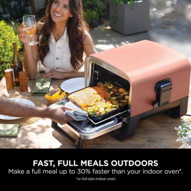 Ninja OO101UKKIT Woodfire Electric Outdoor Oven With Bbq Stand - Terracotta/Steel