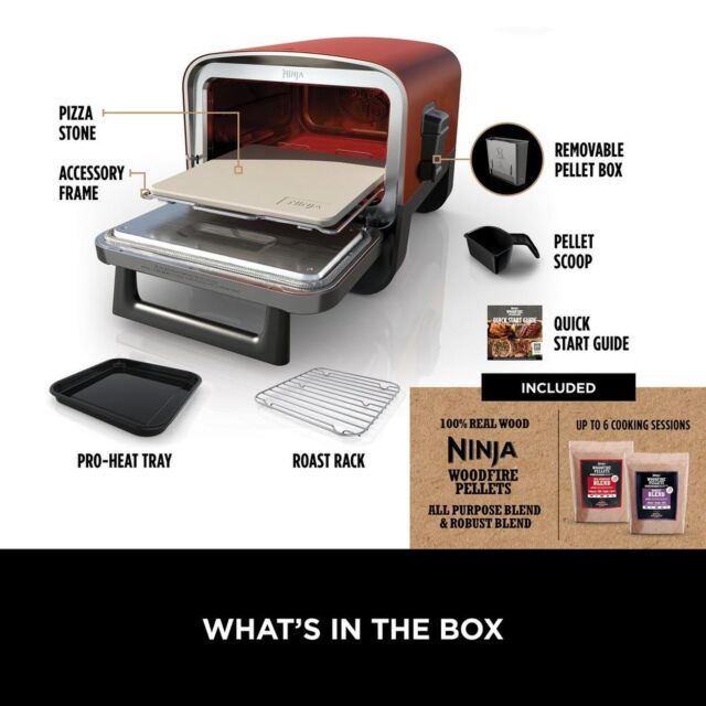 Ninja OO101UKKIT Woodfire Electric Outdoor Oven With Bbq Stand - Terracotta/Steel