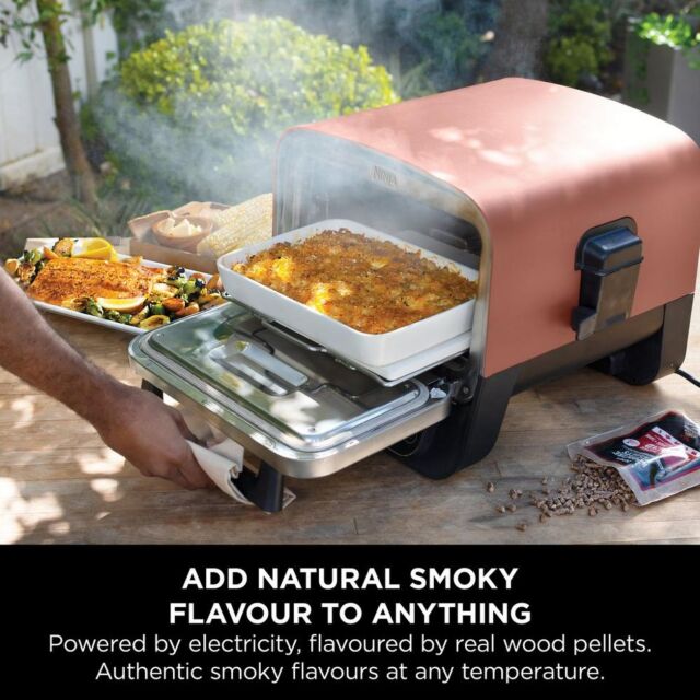 Ninja OO101UKKIT Woodfire Electric Outdoor Oven With Bbq Stand - Terracotta/Steel