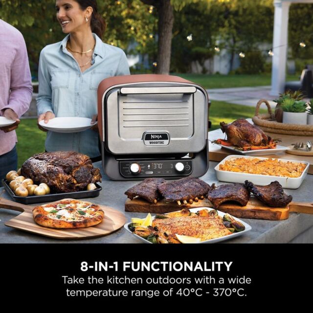 Ninja OO101UKKIT Woodfire Electric Outdoor Oven With Bbq Stand - Terracotta/Steel