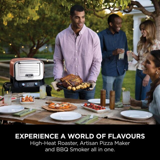 Ninja OO101UKKIT Woodfire Electric Outdoor Oven With Bbq Stand - Terracotta/Steel