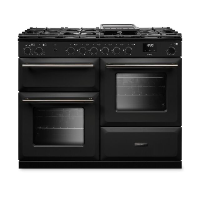 Rangemaster AURAO110DFPCBL/YX1 Aura 110Cm Dual Fuel Black Range Cooker - Black