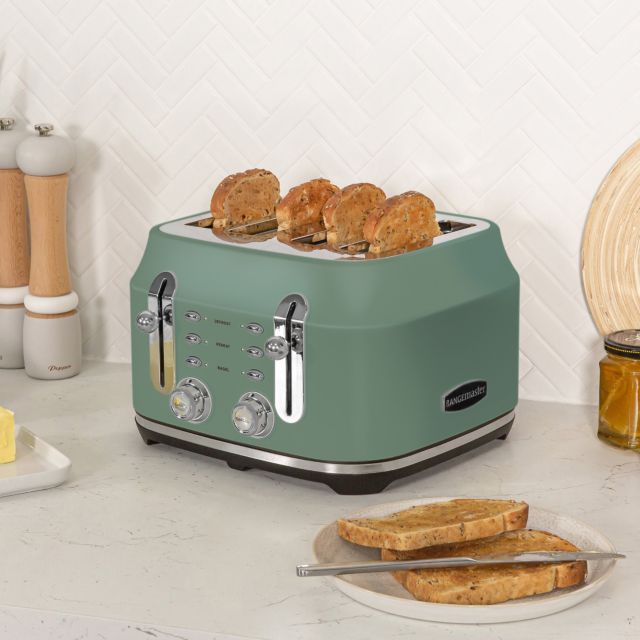 Rangemaster RMCL4S201MG 4 Slice Toaster - Mineral Green