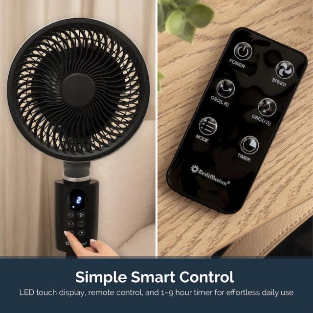 Rediffusion REDAC04BK Air360 Oscillating Adjustable Fan