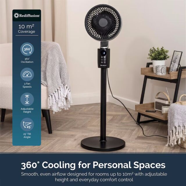 Rediffusion REDAC04BK Air360 Oscillating Adjustable Fan
